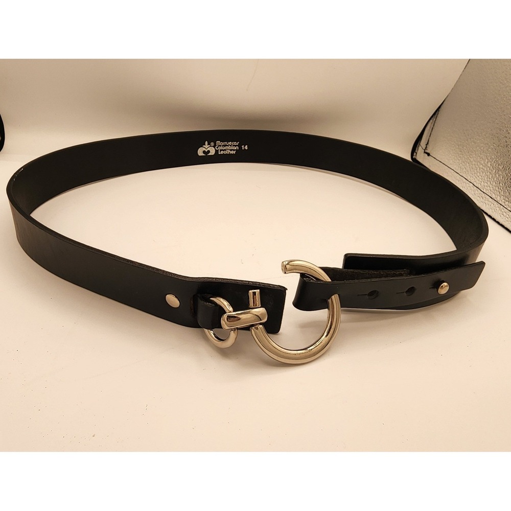 Marruecas Colombian Leather Belt Black Silver Hook Equestrian Boho Western 14